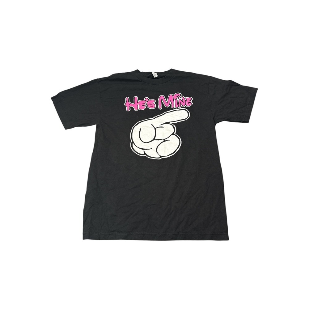 Pro Style Activewear Hes Mine Graphic T-Shirt Black Pink Size M Cotton Tee